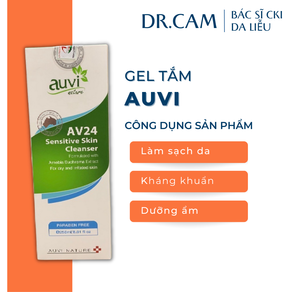 Gel tắm giúp làm sạch da và dưỡng ẩm cho da khô  AUVI NATURE AV24 SENSITIVE SKIN CLEANSER 250ml - Dr