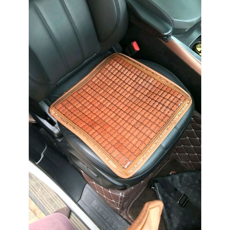 Tấm Lót Ghế Hạt Gỗ Hình Vuông 45*45cm, Thảm Lót Ghế Bằng Trúc Cho Ghế Văn Phòng, Ô Tô Có Hạt Bám Dính