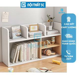 Kệ sách nhiều ngăn để đồ chất liệu gỗ công nghiệp phong cách hiện đại tối giản, giá đựng sách đầy đủ phụ kiện lắp ráp