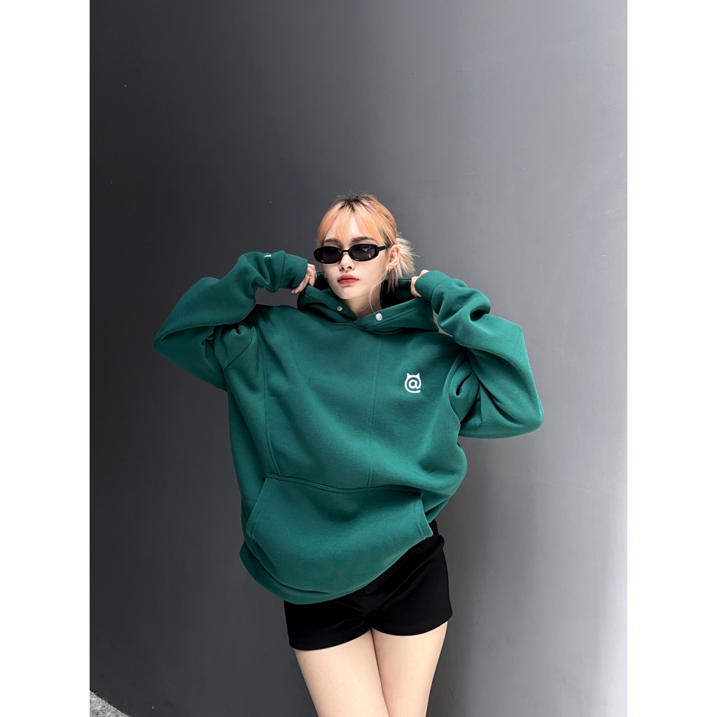 ÁO KHOÁC XANH ĐẬM HOODIE NỈ BÔNG THÊU @ - N.E.K.K