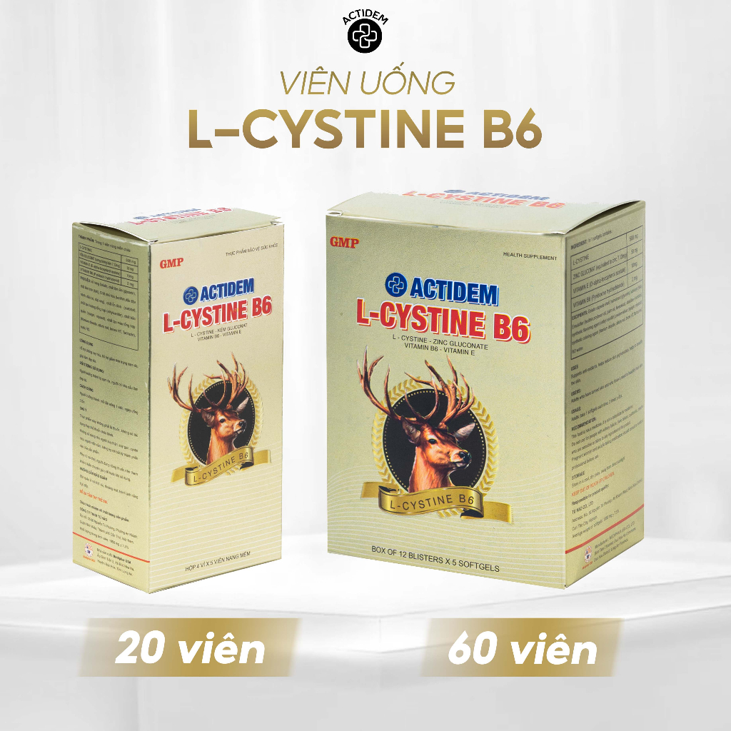 Viên uống Actidem L Cystine Kẽm Vitamin B6 20/60 viên