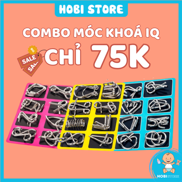 Đồ chơi móc khoá IQ trí tuệ Nhật Bản tháo lắp vòng sắt thông minh hack não thử thách tư duy 24 món