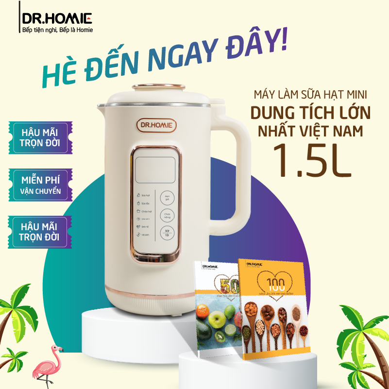 Máy Làm Sữa Hạt Đa Năng Dr.Homie AN60 Dung Tích 1.5L Chống Trào, Chống Khê Hàng Đầu Việt Nam