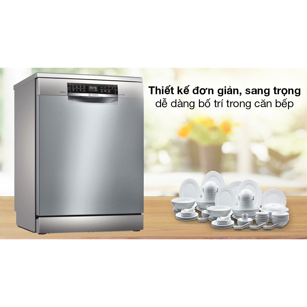 Máy rửa chén bát Bosch SMS6ZCI49E mặt thép không gỉ, sang trọng