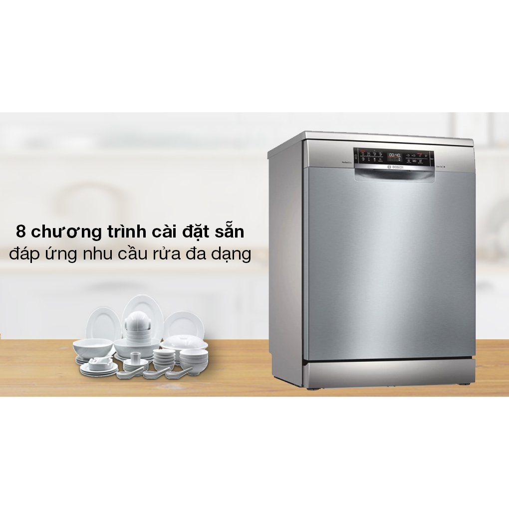 Máy rửa chén bát Bosch SMS6ZCI49E mặt thép không gỉ, sang trọng