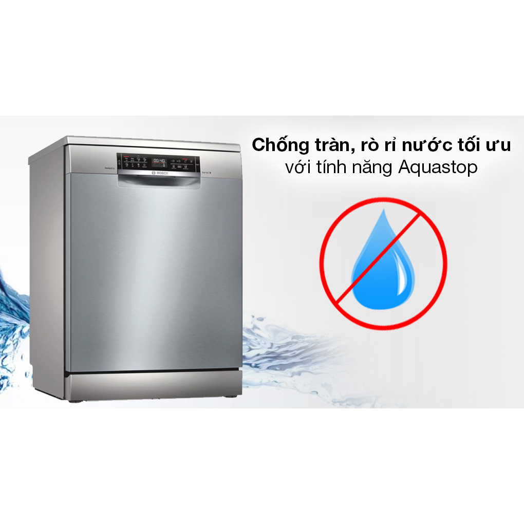 Máy rửa chén bát Bosch SMS6ZCI49E mặt thép không gỉ, sang trọng