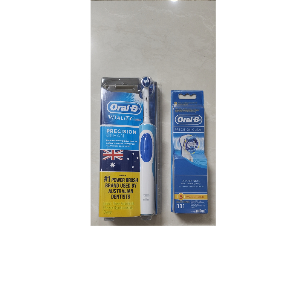 bàn chải điện oralb oral b Precision Clean + Vỉ 5 đầu bàn chải (bảo hành 6T + Tặng kèm 03 nắp chụp đầu bàn chải)