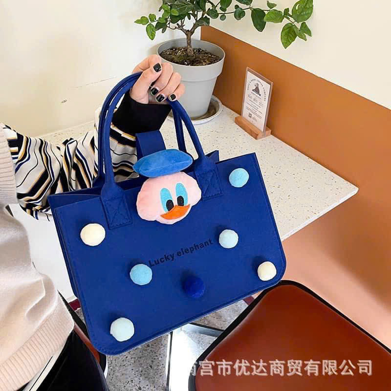 Túi Xách Tole Vải Nỉ Xốp Đứng Dáng Fom Siêu Nhẹ Kèm Họa Tiết Hoạt Hình Mẹ Và Bé bộ đôi