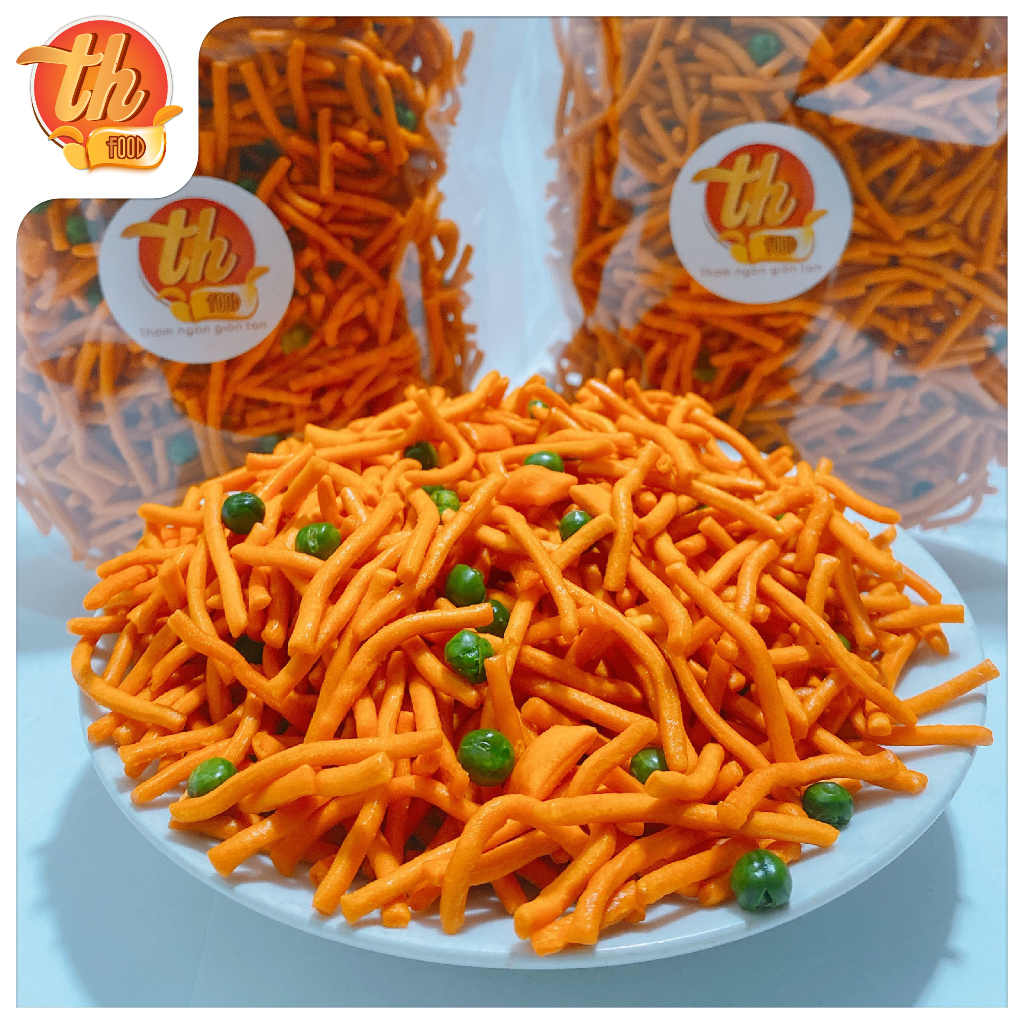 500g Bim Bim Tăm Đậu Hà Lan, Snack Bim Tăm Thái, Ăn Vặt Tăm Đậu Tuổi Thơ Giòn Cay Đặc Biệt