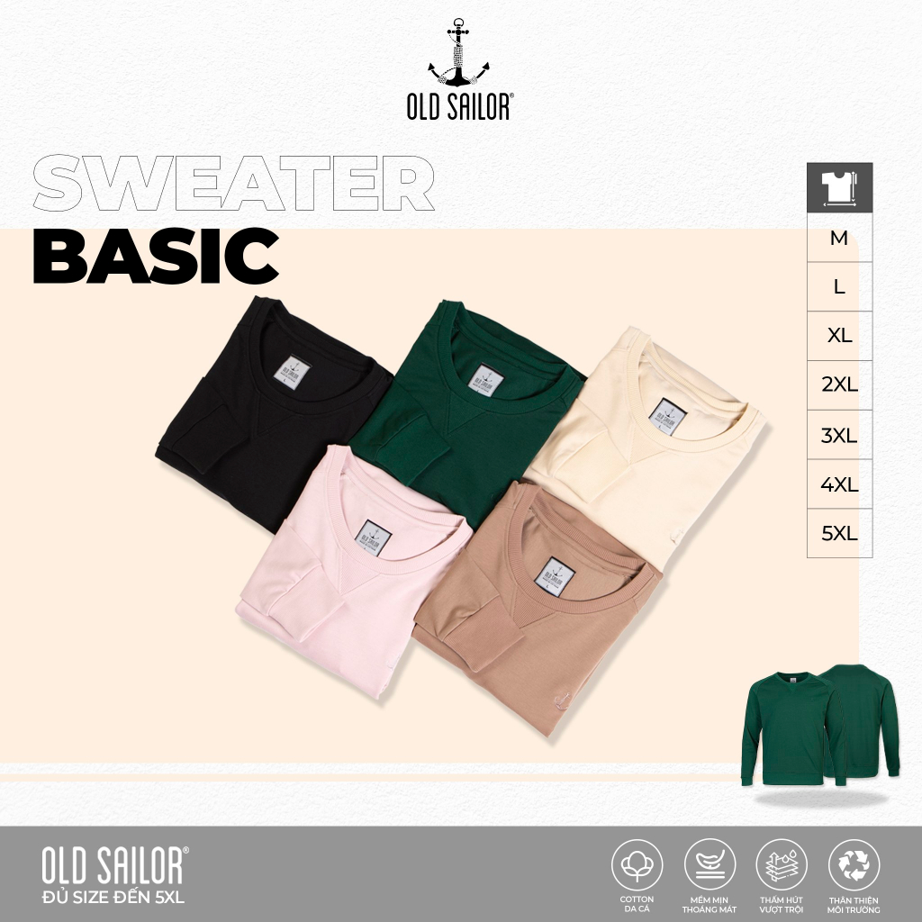 Áo Sweater Nỉ OLD SAILOR Áo Khoác Tay Dài Giữ Nhiệt Chất Nỉ Dày Dặn Big Size