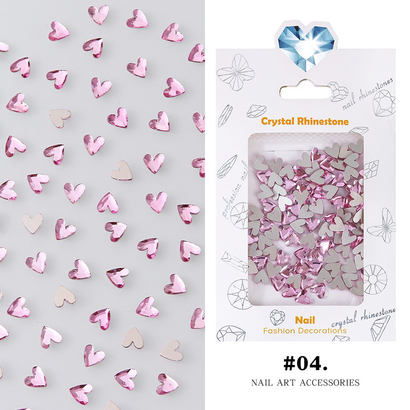 Đá Hình Trái Tim Gắn Móng-Gói 50 viên mix màu