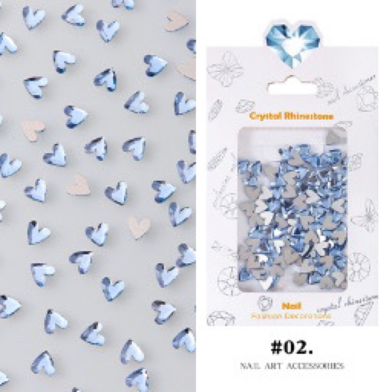 Đá Hình Trái Tim Gắn Móng-Gói 50 viên mix màu