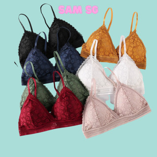 Áo Ngực Ren Không Gọng. Áo Lót Bra Ren Hoa Cúc Nhí Kiểu Không Gọng có mút tháo rời hàng bán shop Sam Clothing