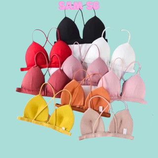 Áo Ngực Bra Cotton Gân Dây Mảnh Chéo Sau Lưng Kiểu Nút Cài Trước Đệm Lót Mút Mỏng 1cm Nâng Ngực SAm CLothing
