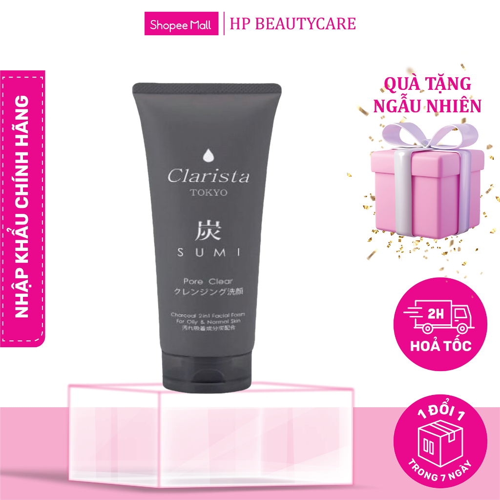 Sữa Rửa Mặt Than Tre Tẩy 2 Trong 1 Clarista Moritomo Tẩy Tế Bào Chết Và Sạch sâu (160g)
