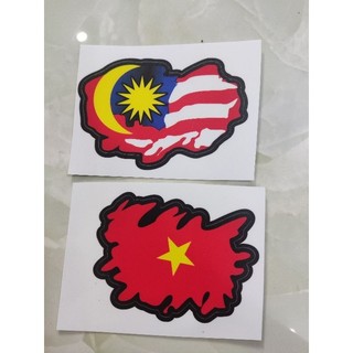 Tem decal lá cờ việt nam - malaysia dán đầu đèn - vè trước