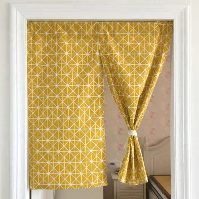 RÈM CỬA 2 MẢNH vải thô họa tiết phong cách NHẬT BẢN chân biên tua rua.