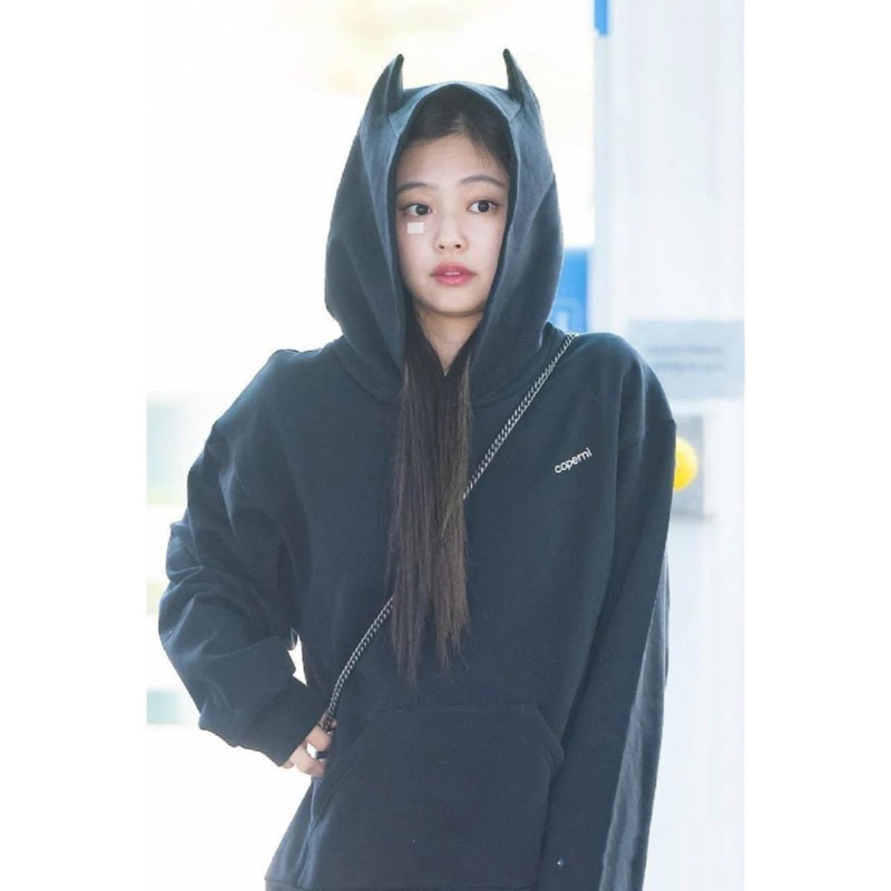 Áo hoodie tai dơi màu đen/xám giống Jennie & Rosé Blackpink,Nayeon Twice