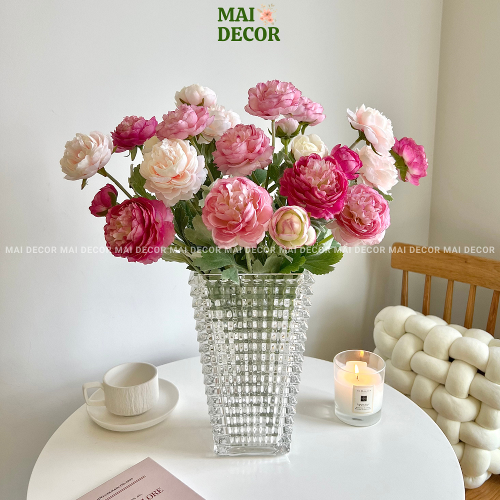 Hoa trà mao lương 4 bông, hoa giả để bàn, quán cafe, cành hoa mao lương lụa đẹp - Mai Decor