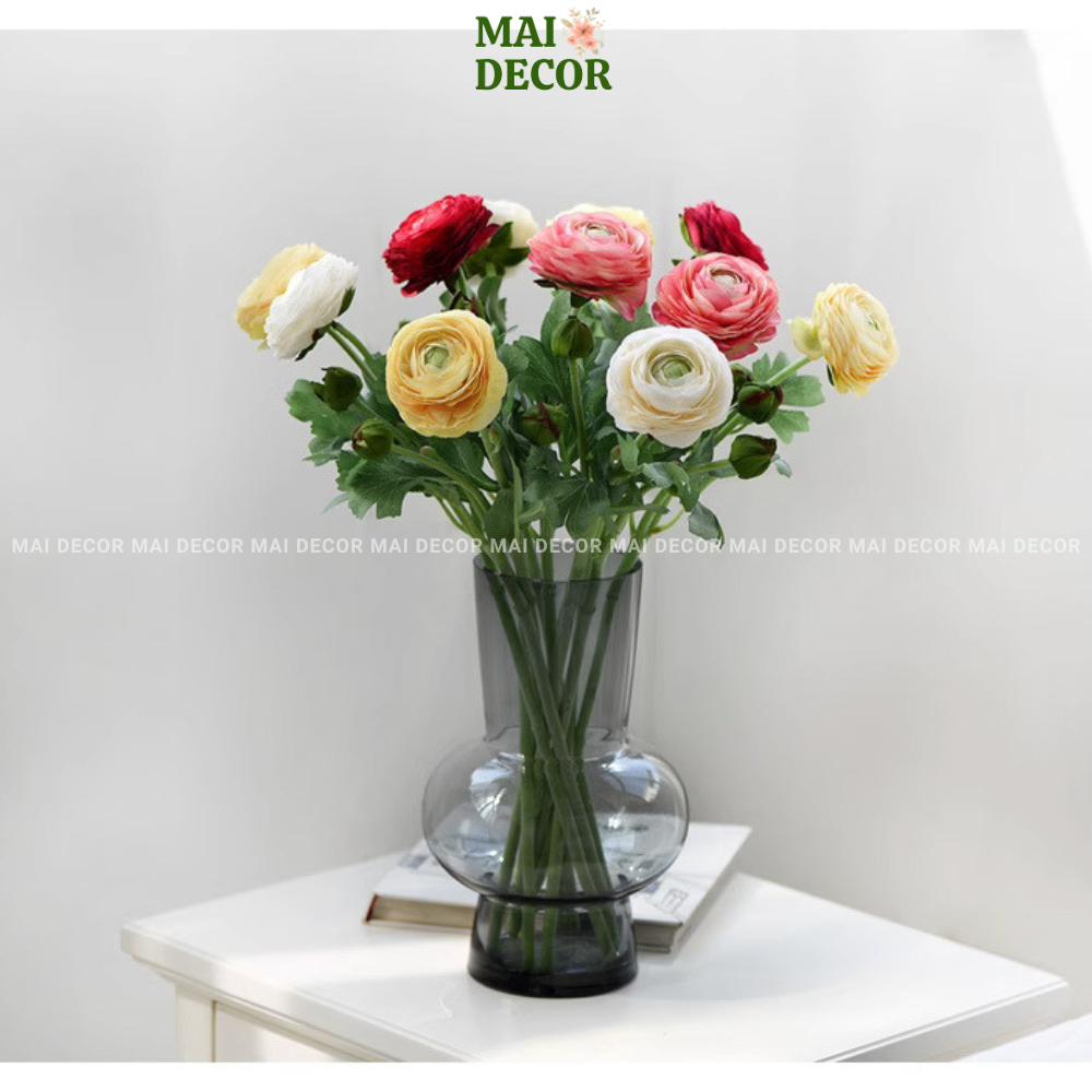 Hoa trà mao lương 4 bông, hoa giả để bàn, quán cafe, cành hoa mao lương lụa đẹp - Mai Decor