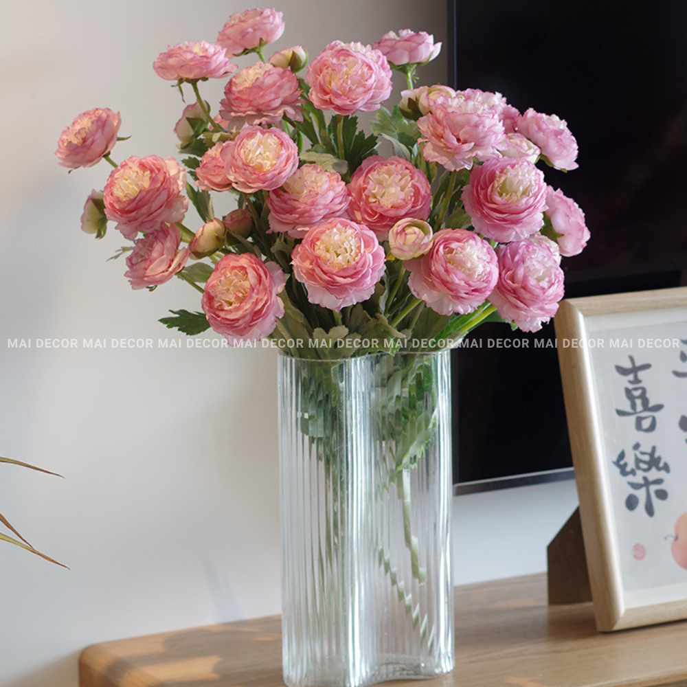 Hoa trà mao lương 4 bông, hoa giả để bàn, quán cafe, cành hoa mao lương lụa đẹp - Mai Decor