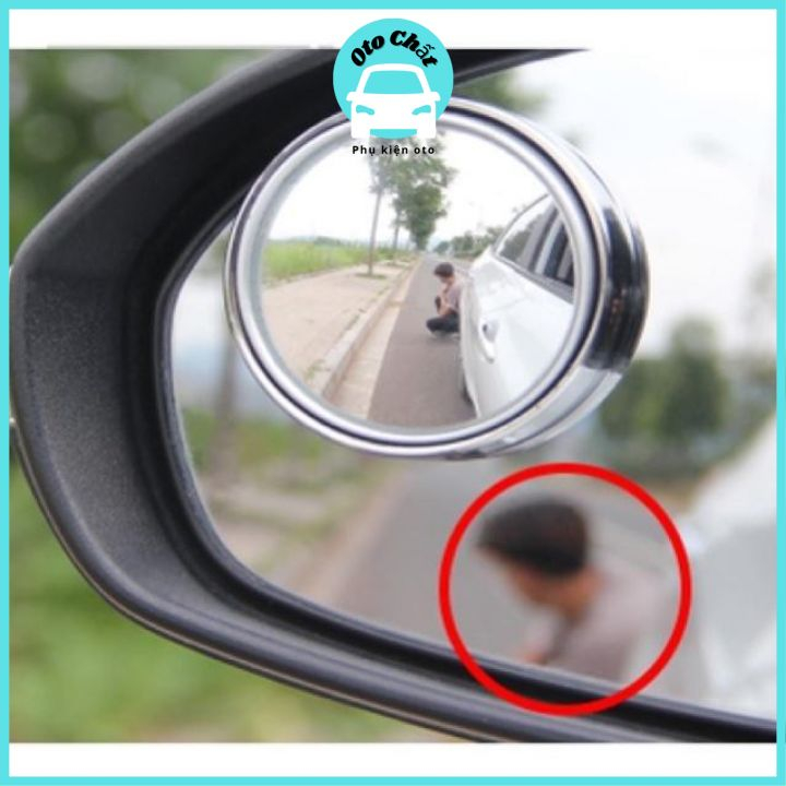 Đôi 2 cái Gương cầu lồi có viền/ Gương cầu không viền chỉnh 360 độ Xóa điểm mù gắn Kính chiếu hậu ô tô by Phụ kiện ô tô