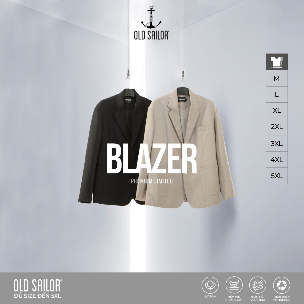 Áo Khoác Blazer Nam OLD SAILOR Hàng Limited Chất Vải Cotton Lót Dù 2 Lớp Dày Dặn Thoáng Mát Bigsize