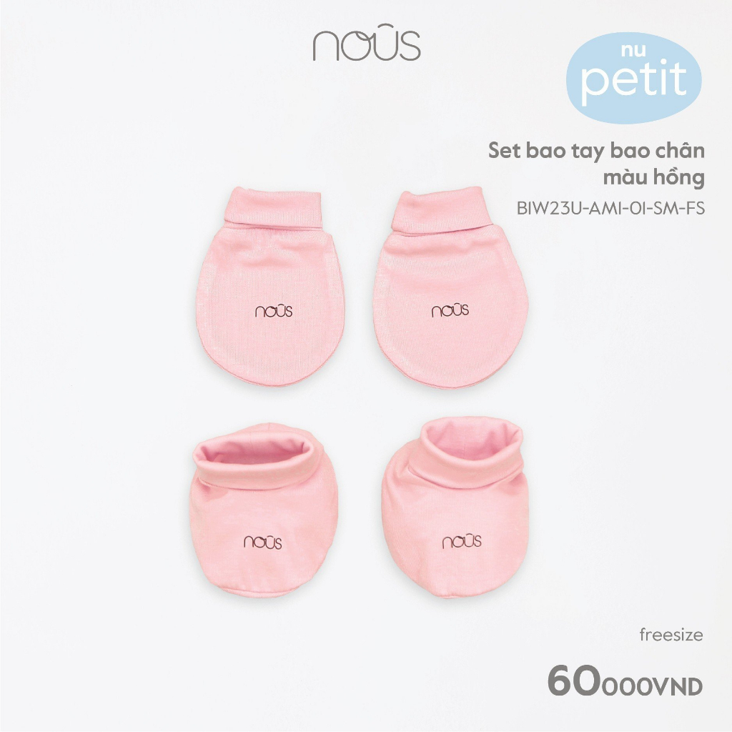 Set phụ kiện nón+Bao tay chân petit NOUS cho bé sơ sinh