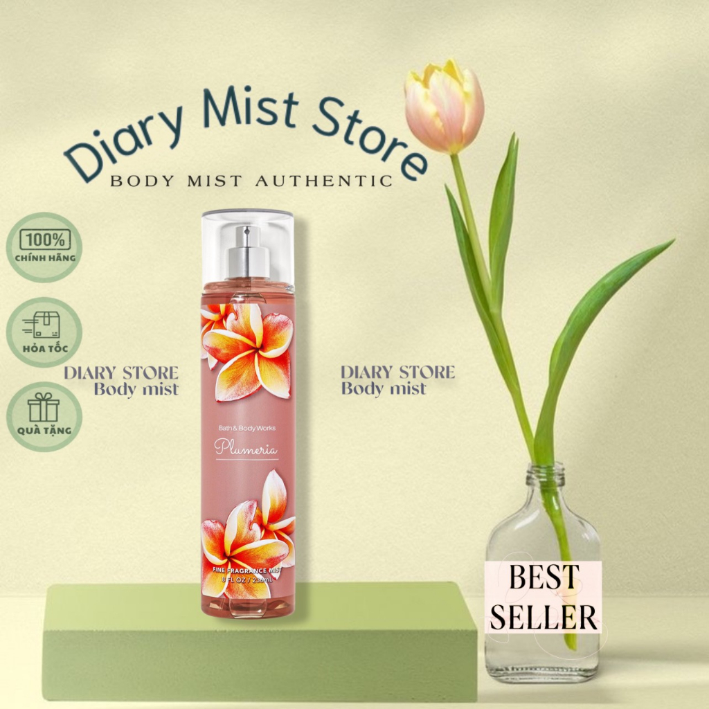 𝐃𝐢𝐚𝐫𝐲𝐦𝐢𝐬𝐭.𝐬𝐭𝐨𝐫𝐞 Xịt Thơm Lưu Hương Toàn Thân Bath & Body Works Fine Fragrance Mist - PLUMERIA