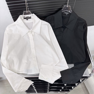 OOTD BIGSIZE | Áo sơ mi croptop tay dài trắng đen