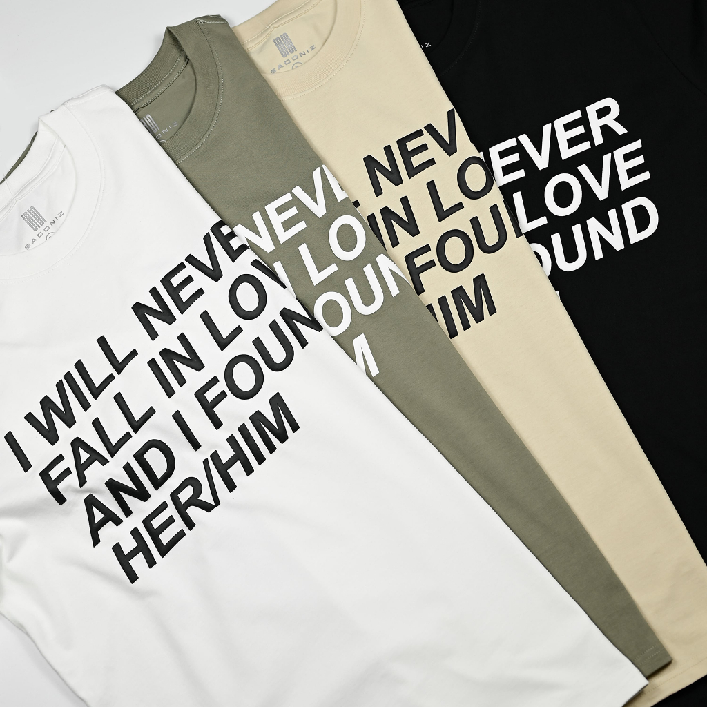 T-SHIRT FALL IN LOVE SAGONIZ, áo thun unisex chất liệu cotton co giãn 2 chiều thấm hút mồ hôi nhanh, trẻ trung năng động