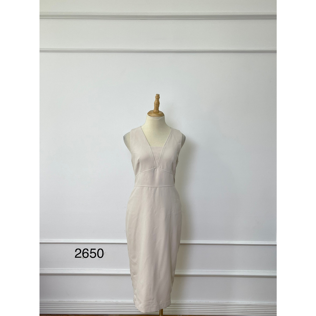 V2650 Váy TED BAKER Hàng hiệu chính hãng thời trang nữ màu kem size 1 Secondhand thanh lý ký gửi
