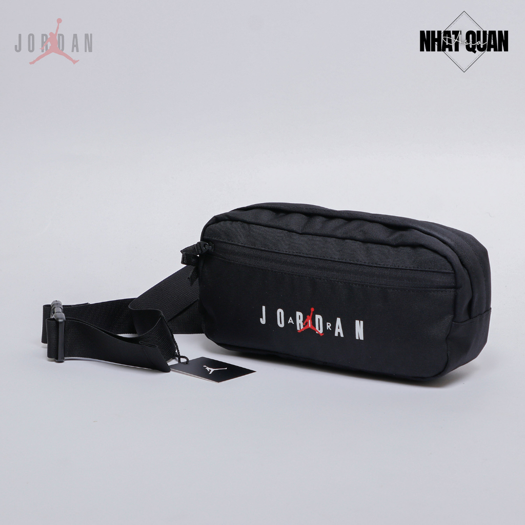 Túi đeo chéo Jordan Jumpman Black Waist Bag chống thấm 2 ngăn khóa kéo - Nhật Quân Asia nhatquanasia