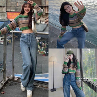ÁO LEN SỌC CROPTOP (KÈM VIDEO HÌNH THẬT)