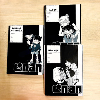 Giấy bao tập conan trắng đen - giấy bao vở theo môn học - studyfun