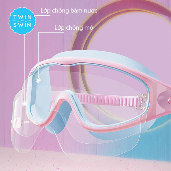 Bộ Kính Bơi Không Gọng + Nón Bơi Silicon Cho Trẻ Em Twin Swim Cao Cấp, Phù Hợp Cho Bé Trai Bé Gái Từ 3~14 Tuổi