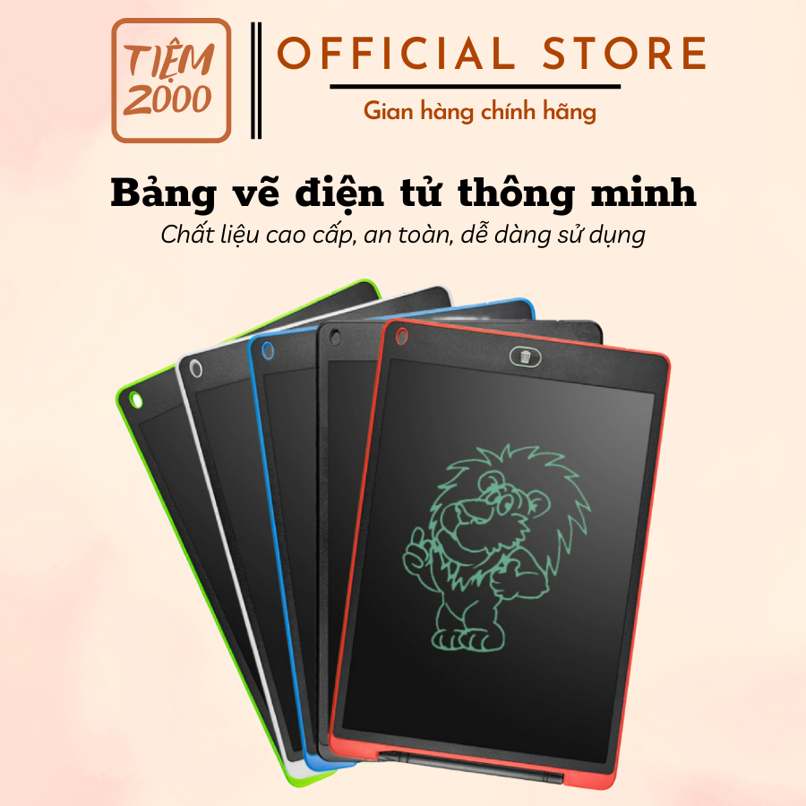 Bảng Vẽ Điện Tử, Bảng Viết Tự Xóa Thông Minh Cho Bé Màn Hình Lcd 8.5In, 10In, 12In Đa Màu, Bảo Hành 3 Tháng