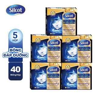 Combo 5 hộp Bông tẩy trang Silcot đắp dưỡng miếng đôi 40 miếng/hộp