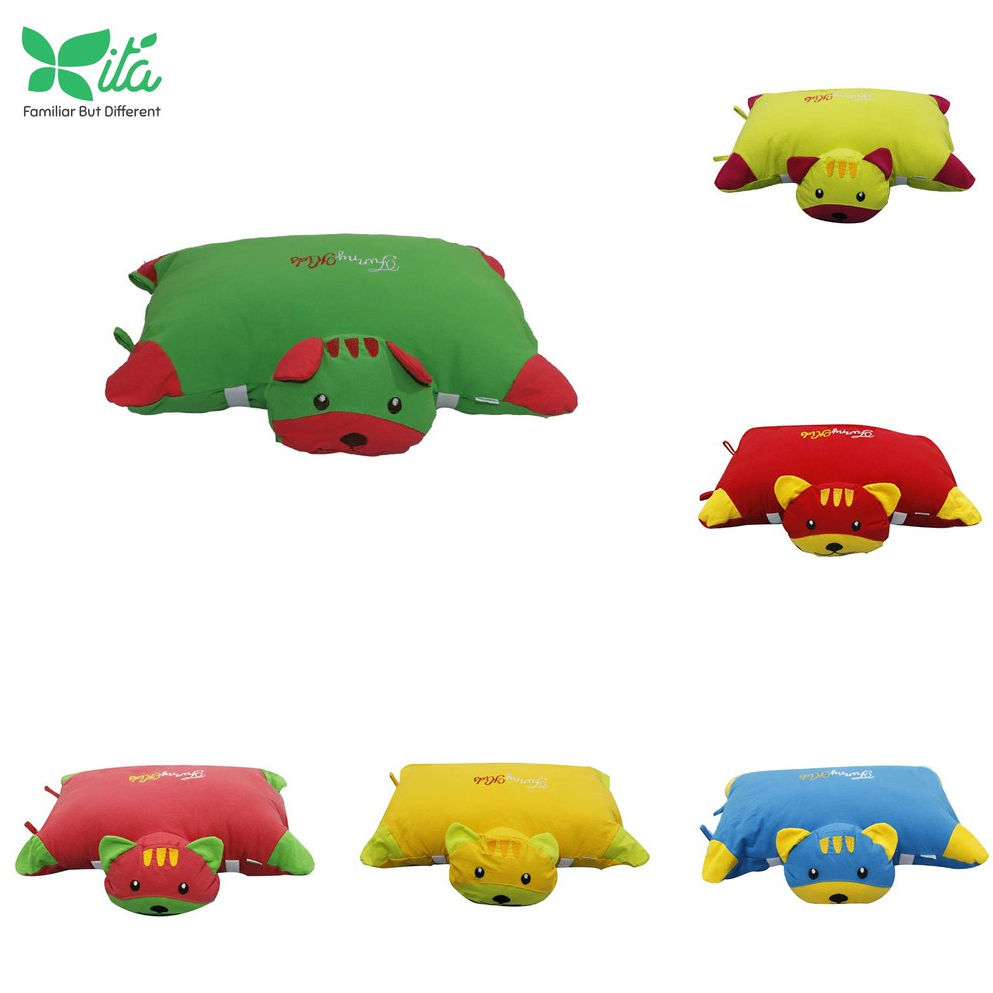 Gối tựa đi xe máy, xe hơi Hometex hình mèo KT 40x15cm cho trẻ em
