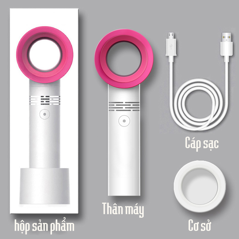 Quạt mini cầm tay không lá, sạc USB, di động và yên tĩnh, thích hợp cho trẻ em và ký túc xá sinh viên