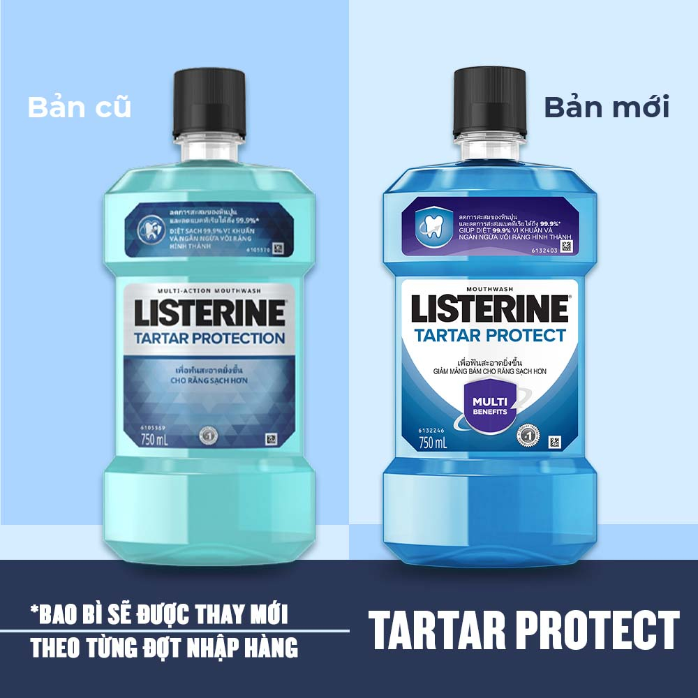 Nước Súc Miệng Ngăn Ngừa Mảng Bám Listerine Tartar Protect 750ml - 500ml