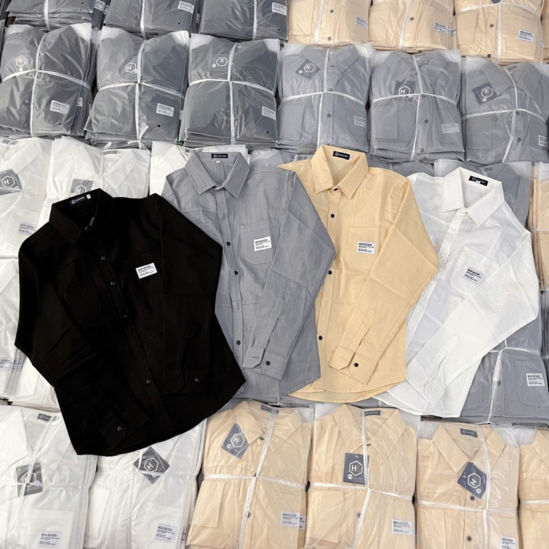 Áo Sơ Mi Nam Vải Đũi Tay Dài PHỐI TÚI HOẠ TIẾT SMTD