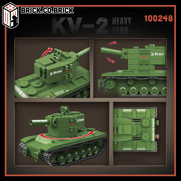 Đồ chơi Lắp ráp Xe Tăng Đức Tiger I Panzer Tank Mô hình Tank KV-2 Hạng nặng Quân sự 100248