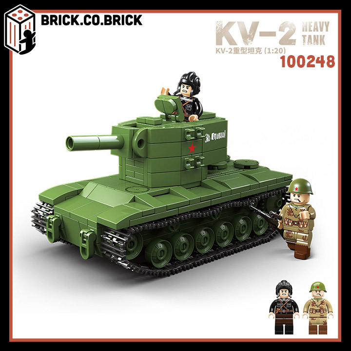Đồ chơi Lắp ráp Xe Tăng Đức Tiger I Panzer Tank Mô hình Tank KV-2 Hạng nặng Quân sự 100248