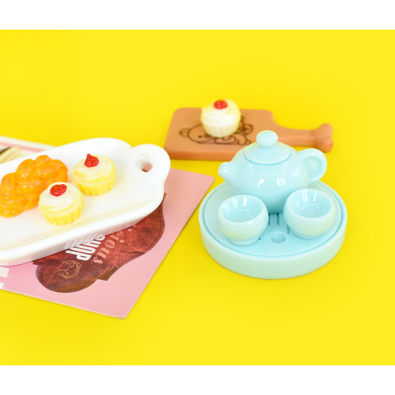 Mô hình bộ ấm chén mini kèm đĩa trang trí nhà búp bê, DIY