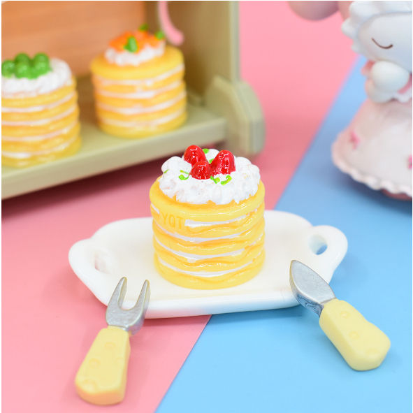 Mô hình bánh ngàn lớp sốt trái cây trang trí nhà búp bê, OB11, DIY