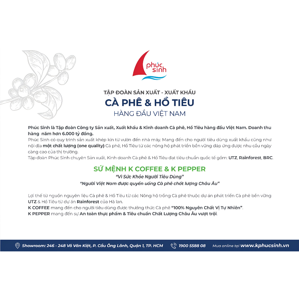 Cà phê rang xay Robusta Arabica Vietnam Morning thương hiệu K Coffee túi 454g