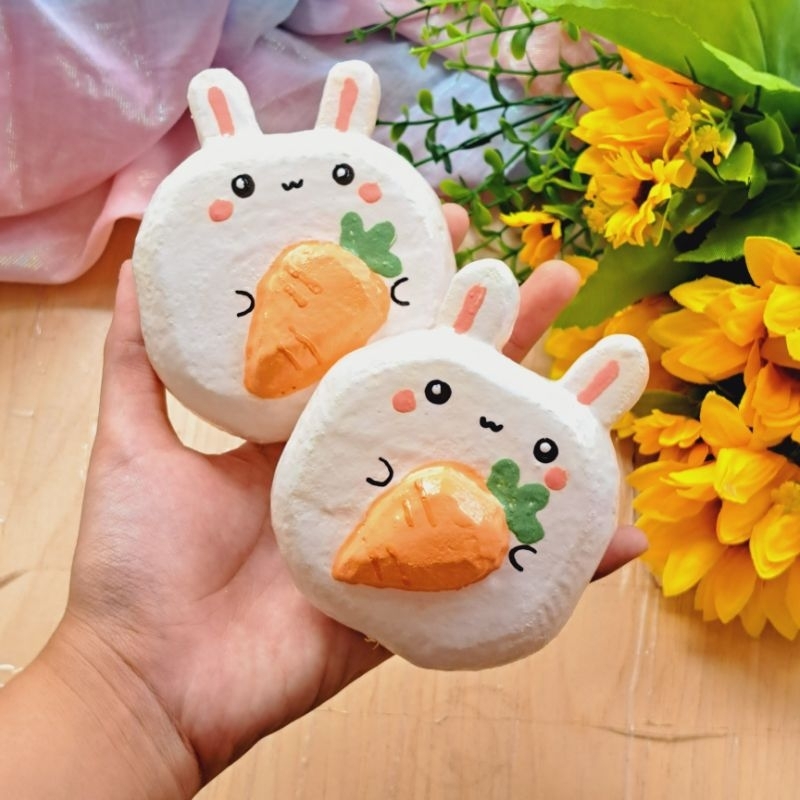 Đồ chơi squishy handmade BUNNY ÔM CÀ RỐT lớn giải stress