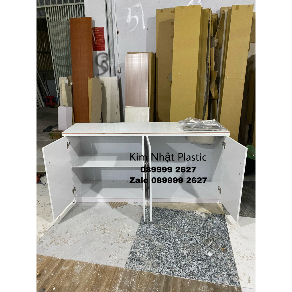 Tủ kệ bàn bếp nhựa Đài Loan sẵn bồn rửa sạch đẹp