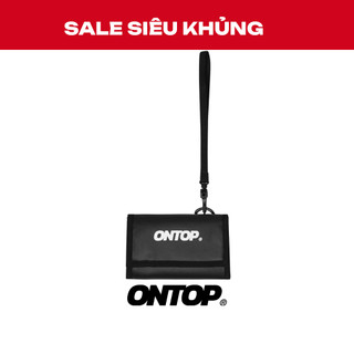 Ví da local brand màu đen ONTOP gập ngang nhiều ngăn nam nữ tặng kèm keychain New Logo | O-V21-DDA